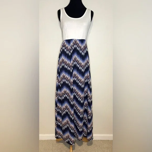 Blue Chevron Maxi Dress Size Small | Color: Blue/White | Size: S | Pm-78395600's Closet Blue Chevron Maxi Dress Size Small | Color: Blue/White | Size: S | Pm-78395600's Closet